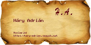 Háry Adrián névjegykártya